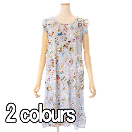 【SALE】【`26春夏新作】フリルノースリーブワンピース【50強撚フライス・ハピネスドリーム】63443N-26S