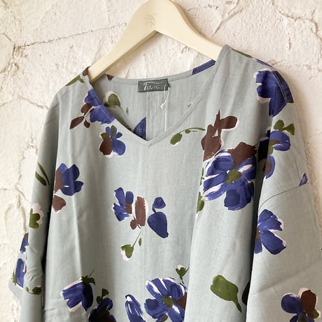 【SALE】スモーキーフラワーワンピース【綿麻】43627N-22S