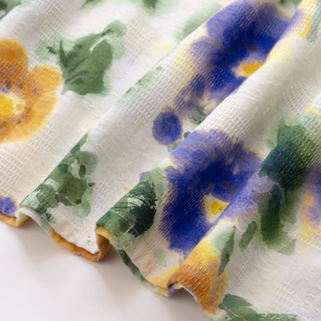 【SALE】【`26春夏新作】フレンチ切り替えワンピース【綿100％・にじみパンジー】56773N-26S