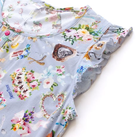 【SALE】【`26春夏新作】フリルノースリーブワンピース【50強撚フライス・ハピネスドリーム】63443N-26S