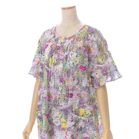 【SALE】【’26春夏新作】半袖半開ワンピース【80ローンサッカー・マーレフルーツ】56017N-26S