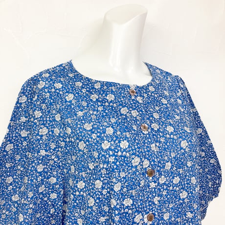 【SALE】【`26春夏新作】6分袖ウエスト切り替えワンピース【綿100％・サッカー小花】46652N-26S