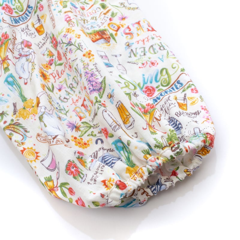 オールシーズン】8分袖ボタン留めパジャマ【ダブルガーゼ ガーデン