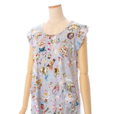 【SALE】【`26春夏新作】フリルノースリーブワンピース【50強撚フライス・ハピネスドリーム】63443N-26S