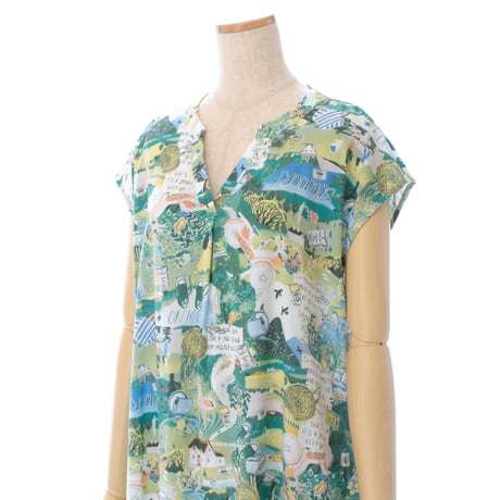 【SALE】【'26春夏新作】フレンチVネックワンピース【楊柳・アートな森の旅】53145N-26S