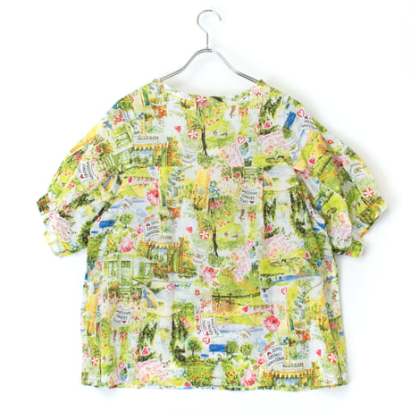 【SALE】5分袖ブラウス【80ローンサッカー・ファームガーデン】6655-25S