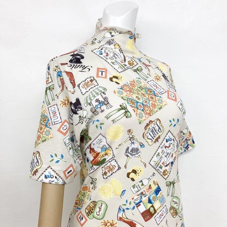 【SALE】 ハイネック5分袖インナー【50強撚フライス・クッキー】7465-24S