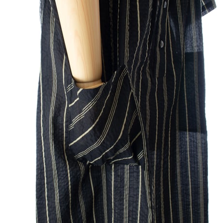 【SALE】6分袖ワンピース【綿100％・ストライプ】56751N-25S