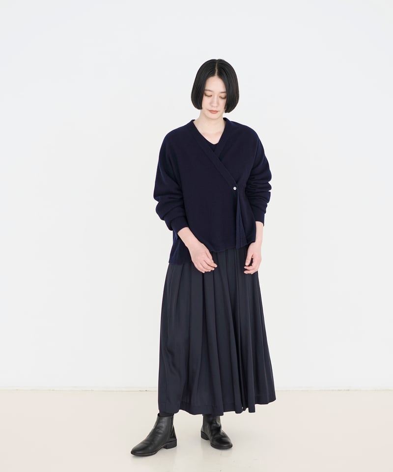 fruits of life ネイビー　スカート fruits of life>キュプラタックスカート / 留紺色(ネイビー