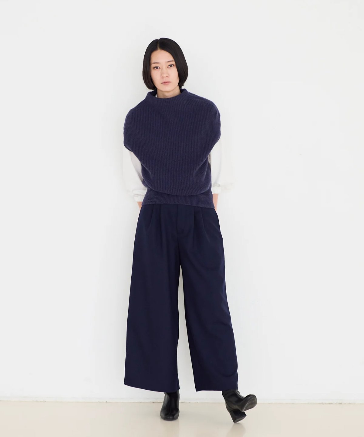 fruits of life>ホールガーメントリブベスト / 瞑色(ネイビー) | frui