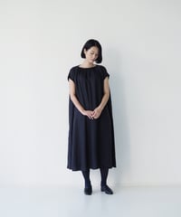 <fruits of life>ノースリーブギャザーワンピース / 濃紺色(ネイビー)