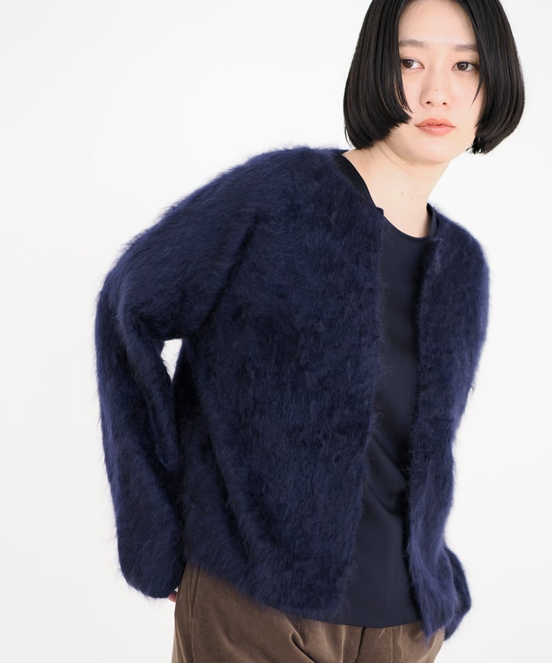 fruits of life>カシミヤファーカーディガン / 紺青色(ネイビー) | fru