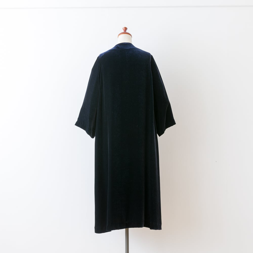 ロベルタ ネイビー ベルベットロングコートM-L fruits of life>ベルベットコート / 紺青色(ダークネイビー