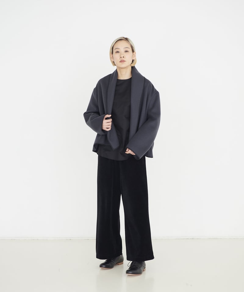 fruits of life>ウールショートコート / 青鈍色(ネイビー