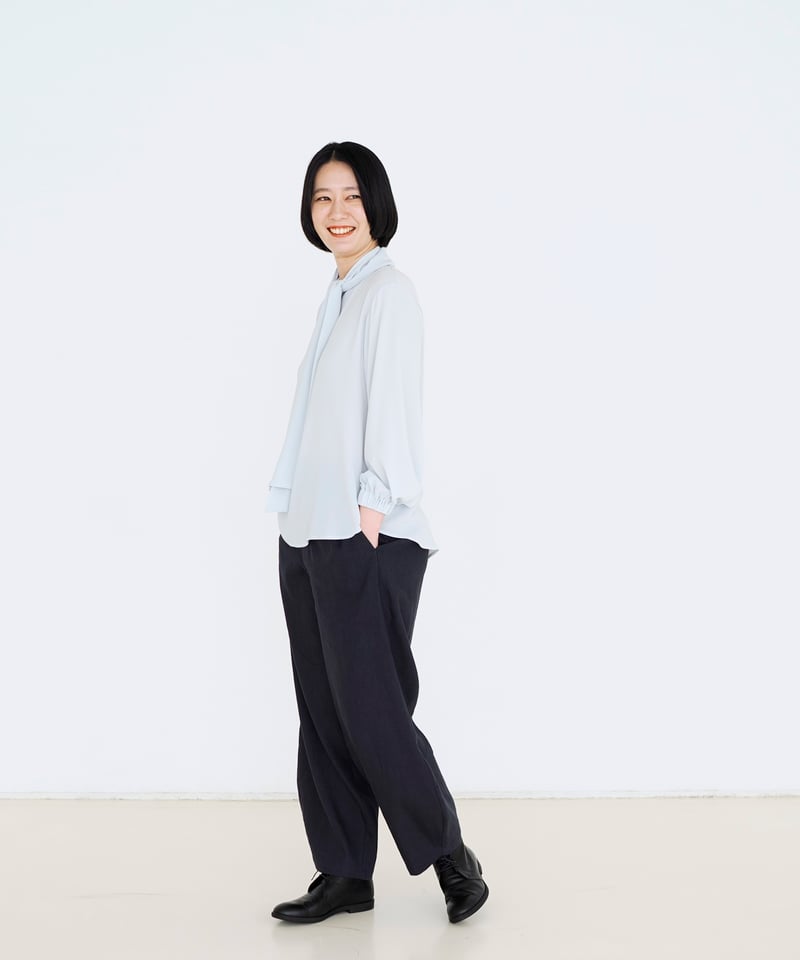 cccmalie ライトブルー 半袖シャツ　スカーフブラウス cccmalie ライトブルー 半袖シャツ スカーフブラウス cccmalie ライト