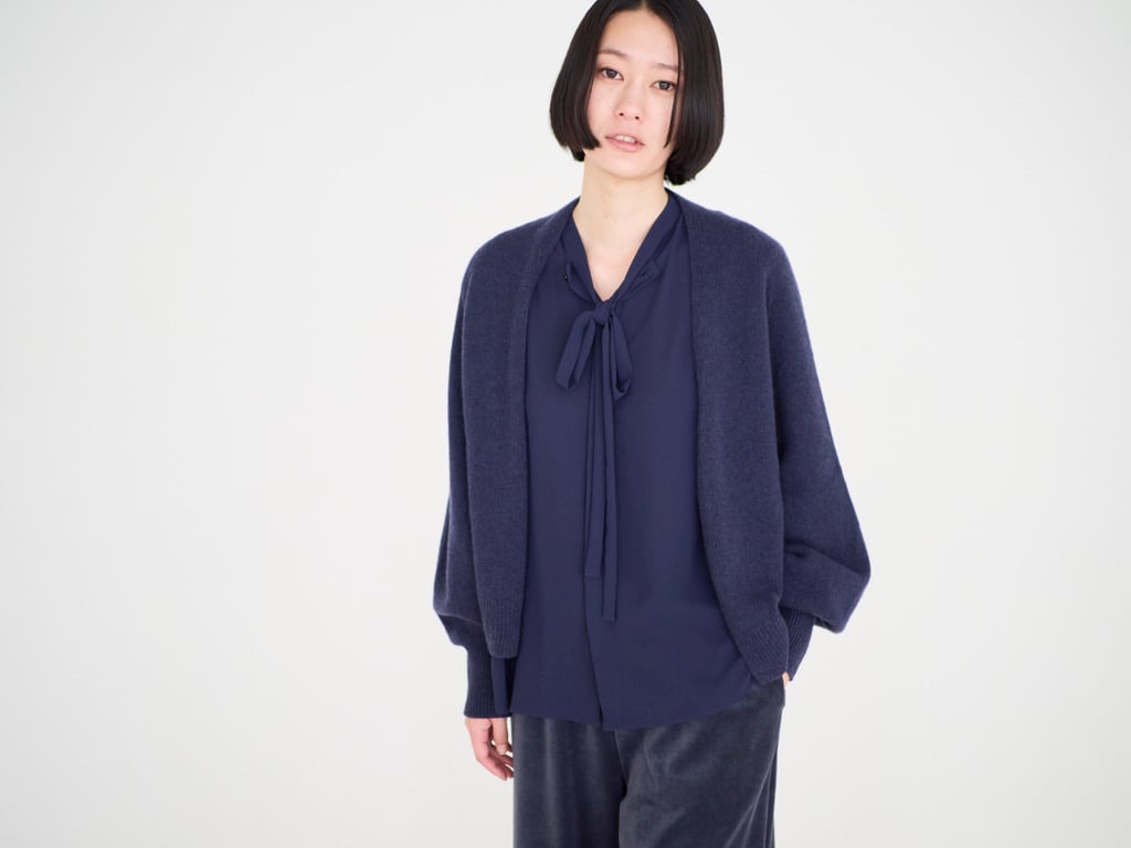 未使用 アナイ ホールガーメント ロングカーディガン ウール混 薄手 ネイビー 未使用 アナイ ホールガーメント ロングカーディガン ウール混 薄手