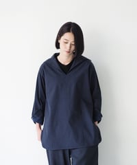 <fruits of life>コットンセーラーカラーシャツ / 紺ねず色(ネイビー)