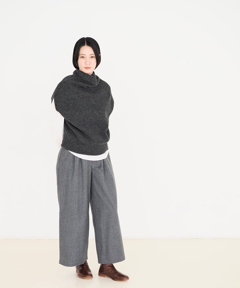 OUR 洗えるフリンジベスト ダークグレー 美品/定価1.4万】アワーホームOURHOME *洗えるフリンジベスト*F