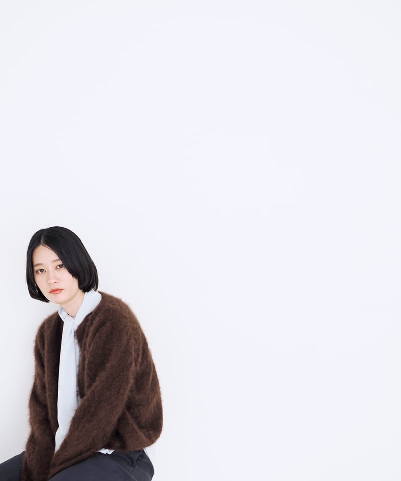 CA/FUR ノーカラー カシミアカーディガン　ブラウン CA/FUR ノーカラー カシミアカーディガン ブラウン