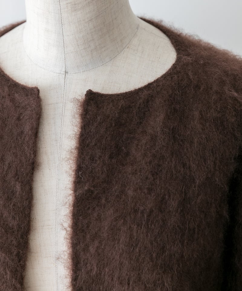 CA/FUR ノーカラー カシミアカーディガン　ブラウン CA/FUR ノーカラー カシミアカーディガン ブラウン