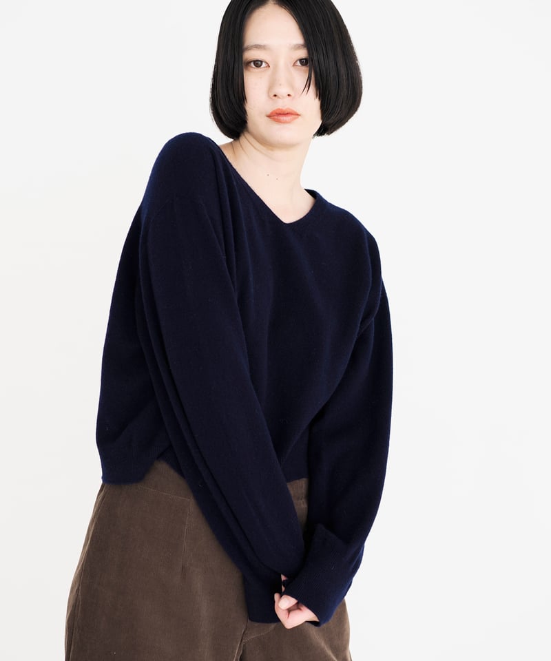fruits of life>Vネックニット / 紺藍色(ネイビー) | fruits of