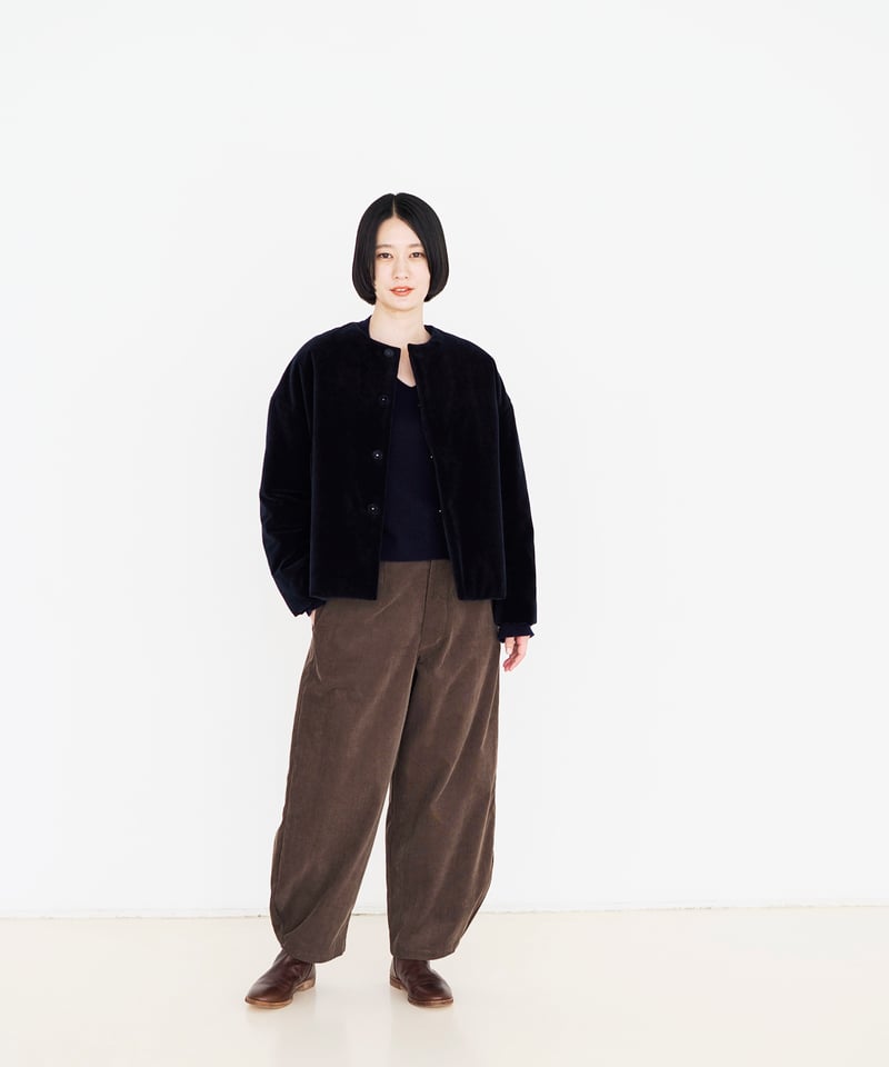 フルーツオブライフ　ウールショートコート / 青鈍色(ネイビー) AQW】バイカラーダブルフェイスショートコート