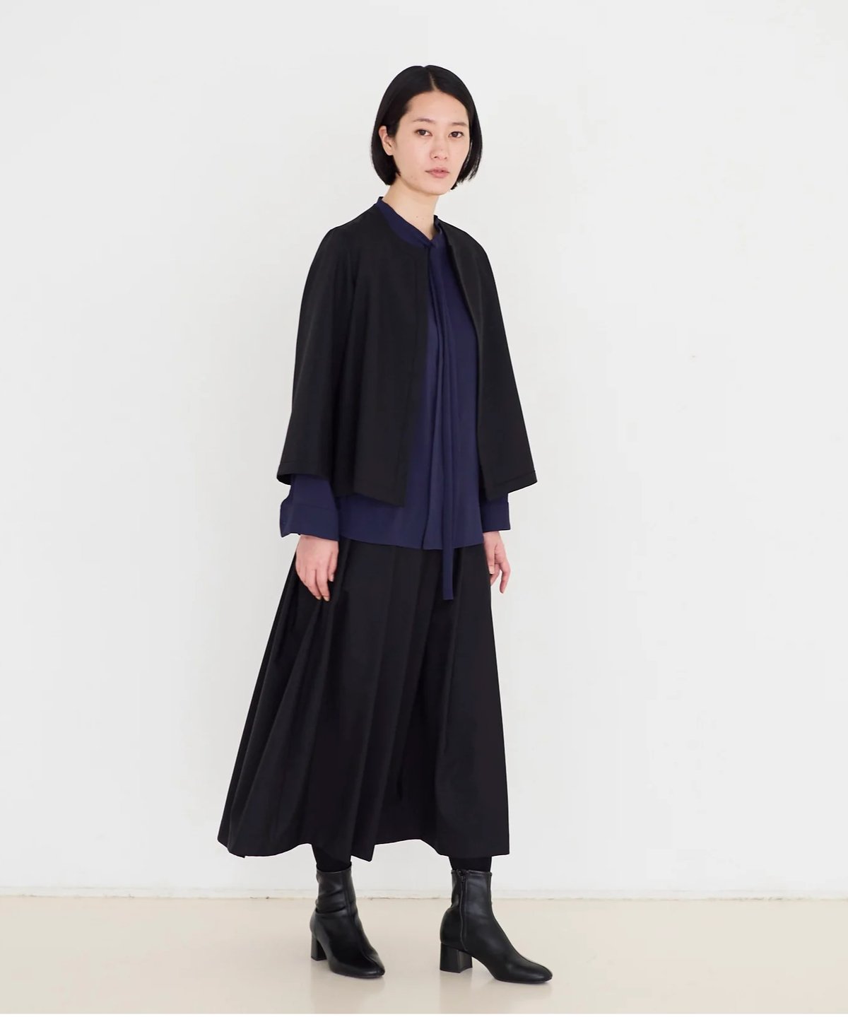 fruits of life>ウールタックスカート / 黒色(ブラック) | fruits