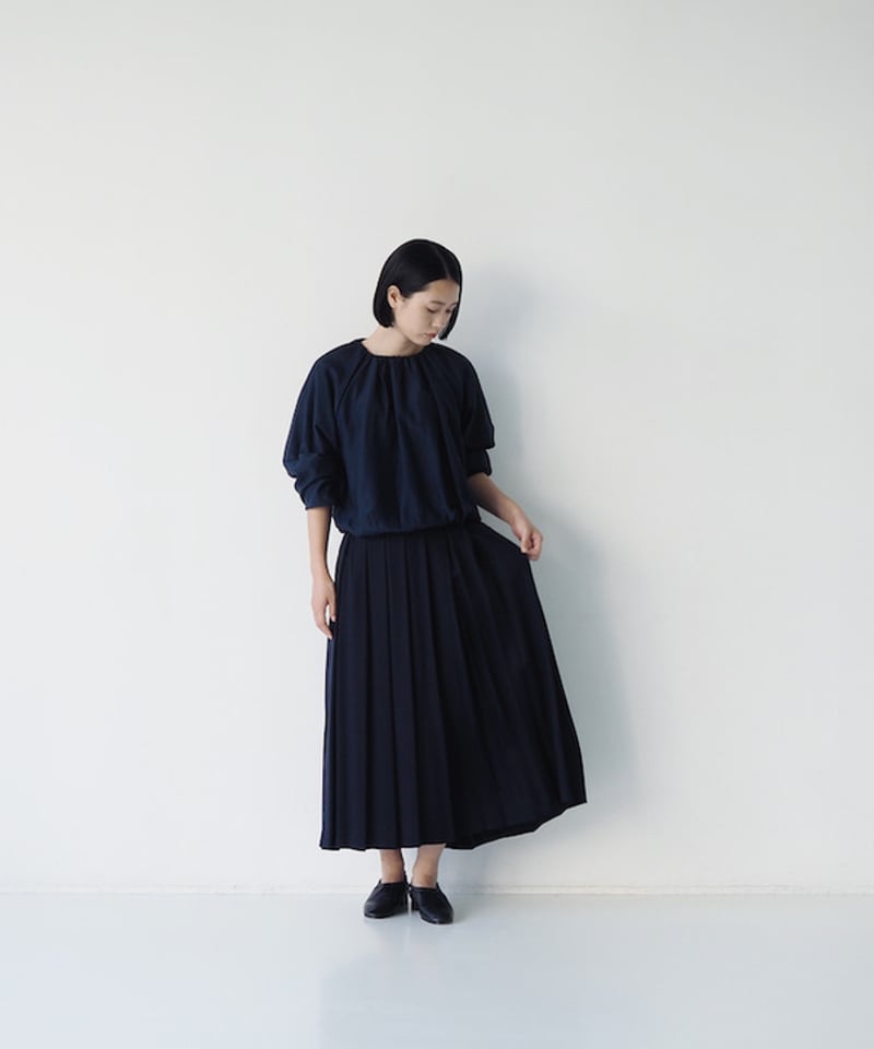 fruits of life>ラグランギャザーブラウス / 紺色(ネイビー) | fruit
