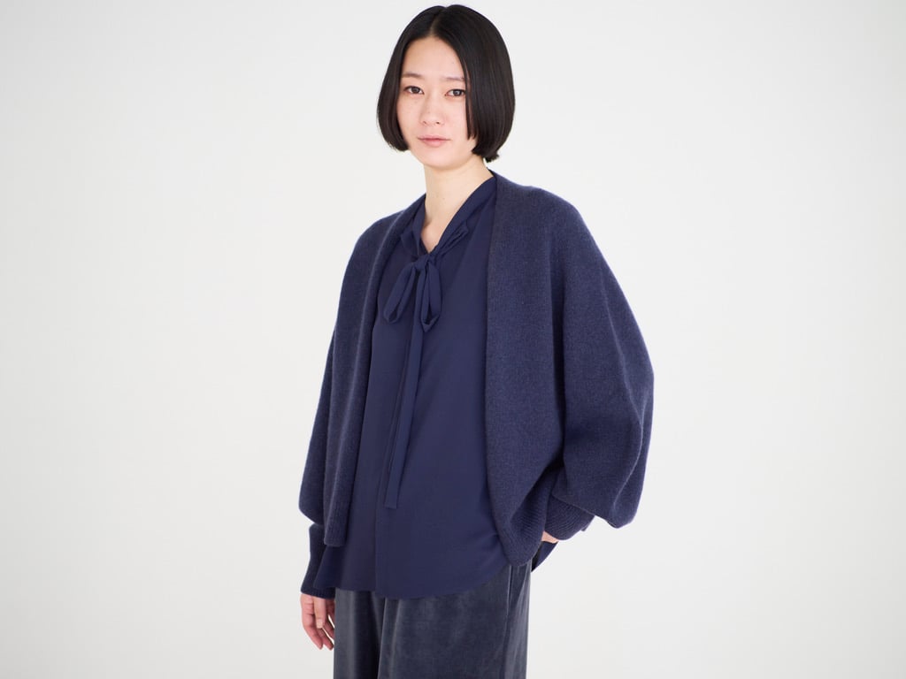 未使用 アナイ ホールガーメント ロングカーディガン ウール混 薄手 ネイビー 未使用 アナイ ホールガーメント ロングカーディガン ウール混 薄手