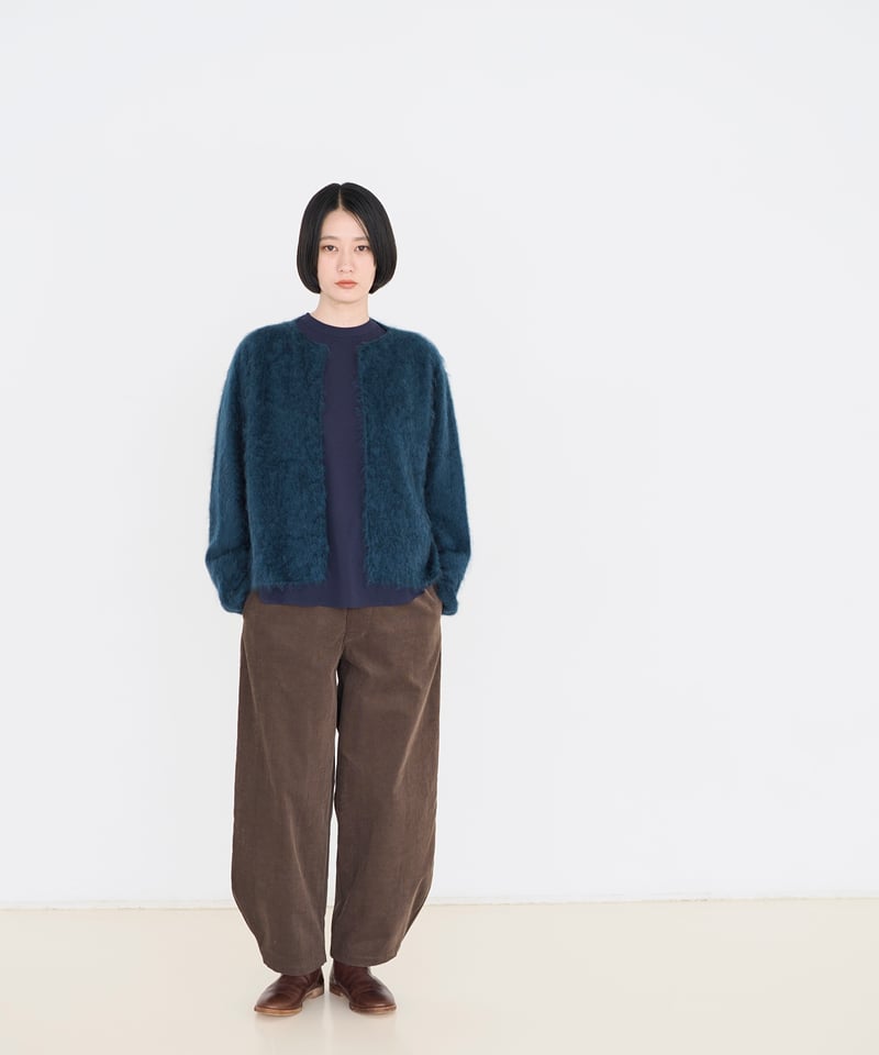 fruits of life>カシミヤファーカーディガン / 青緑色(グリーン