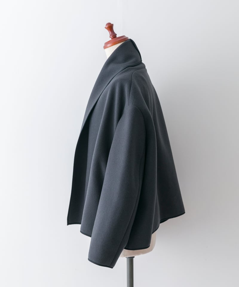 フルーツオブライフ　撥水　コート fruits of life>ウールショートコート / 青鈍色(ネイビー