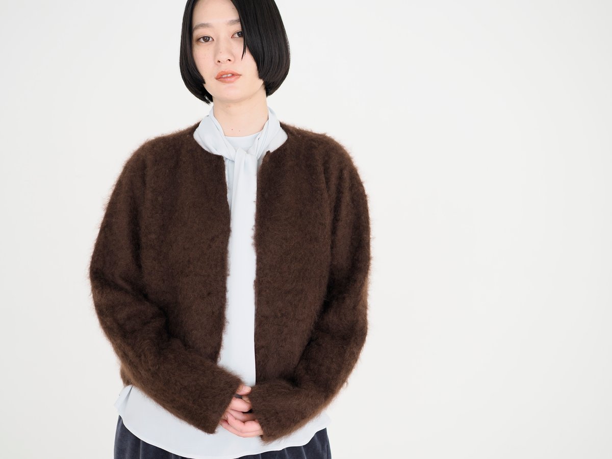 【ゆうこ】Deres カシミアファーカーディガン　ブラウン 今季deres 19th ファーカーディガン ブラウン fruits of life>カシミヤ