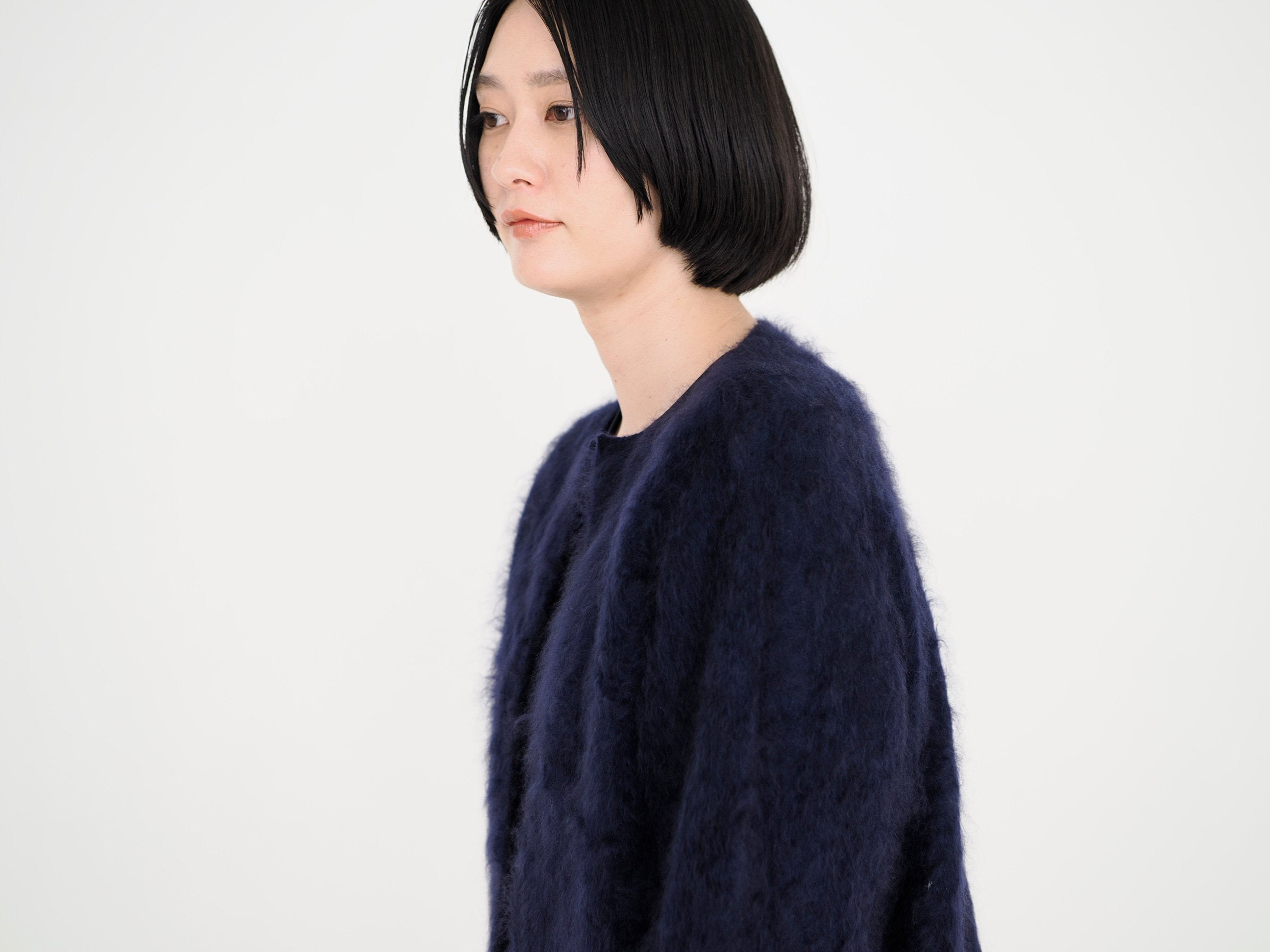 【美品】DRAWER カシミヤファーカーディガン lookbook掲載 navy fruits of life>カシミヤファーカーディガン / 紺青色(ネイビー) | fru