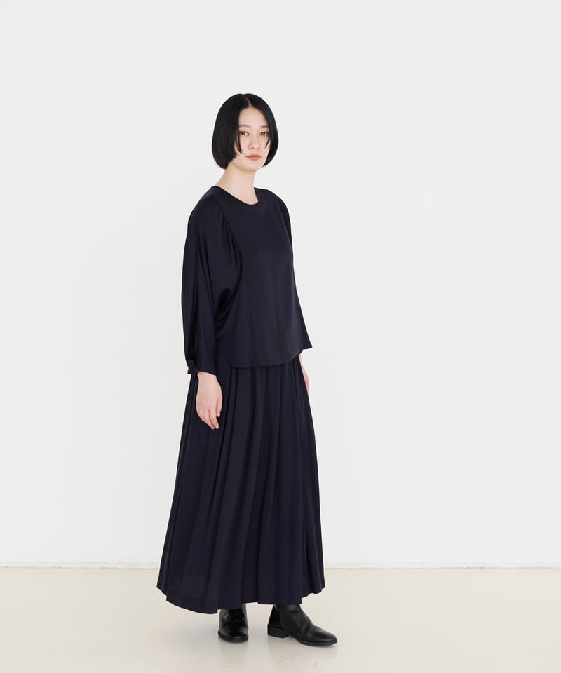 ネイビー オールインワン ドルマンスリーブ fruits of life コットンシルクドルマンスリーブ/濃藍色(ネイビー