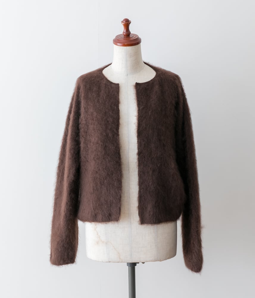 【ゆうこ】Deres カシミアファーカーディガン　ブラウン ピュアカシミヤファー Vネックカーディガン｜トゥモローランド 公式通販