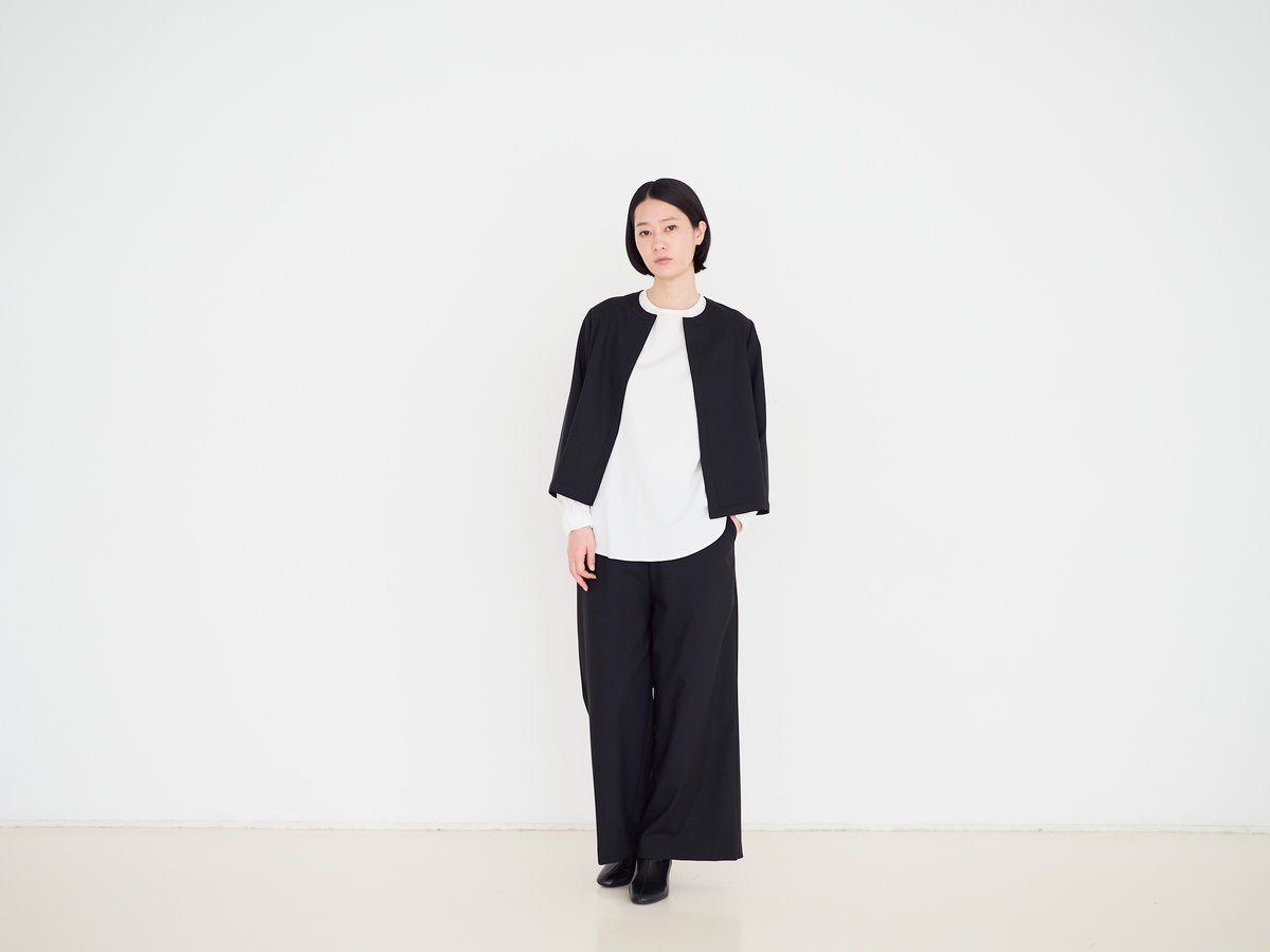 Wdoubleポリエステルパンツ黒　ovy NO CONTROL AIR ｜強撚ポリエステルボイルフラットトロピカル