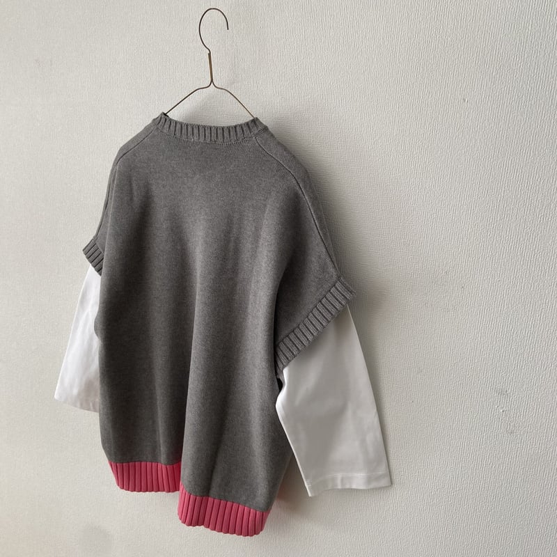 新品】atelier naruse コットンニットバイカラースリーブ atelier