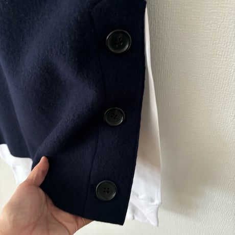 オールドマンズテーラー WOOL FELT KNIT BUTTON BIB・Navy