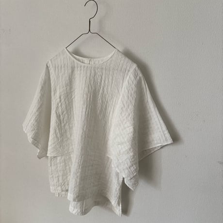 miho umezawa SHEER GINGHAM square sleeve blouse