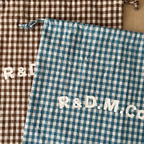 オールドマンズテーラー GINGHAM CHECK DRAWSTRING BAG(L)・Peacock