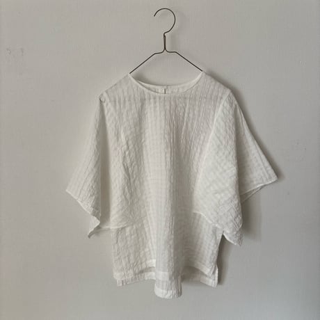 miho umezawa SHEER GINGHAM square sleeve blouse