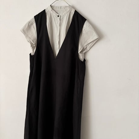 OUVERT 60/-ツイルF-COLD 深Vネックノースリーブワンピース