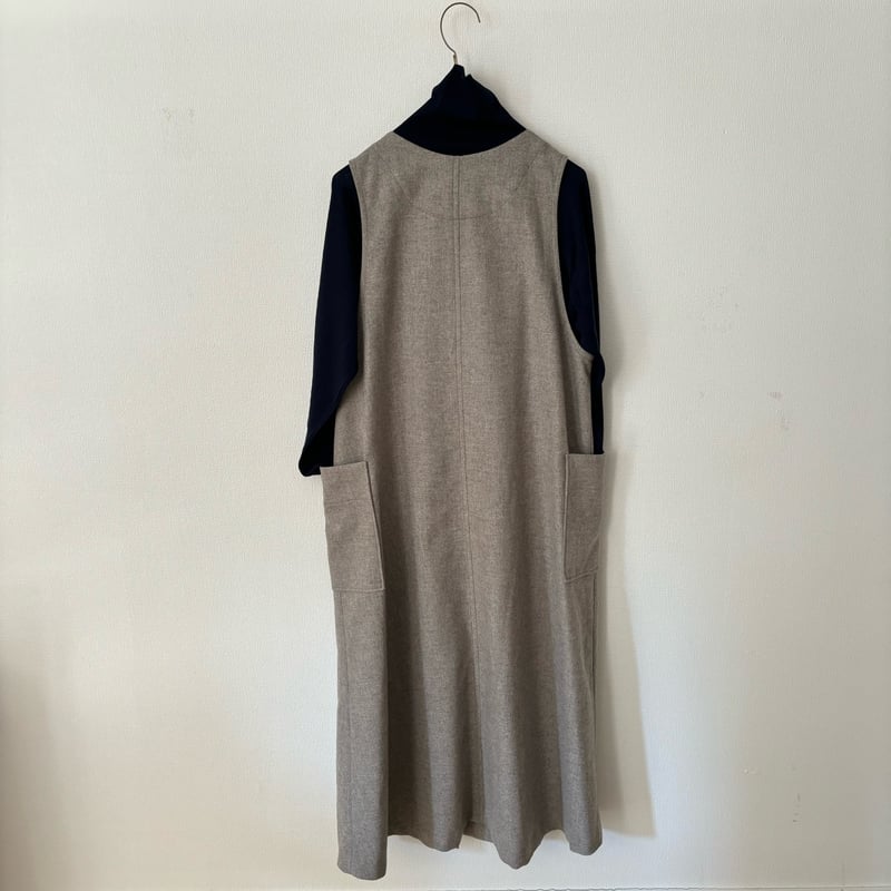 【新品未使用】Hands of creation Vネックジャンパースカート Hands of creation カラーネップホームスパンツイル Vネック2way