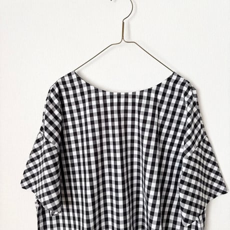 raha gingham check 2way square blouse