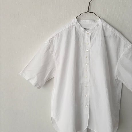 Hands of creation  強撚コットン 桐七炊き バンドカラー半袖シャツ