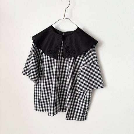 raha gingham check 2way square blouse
