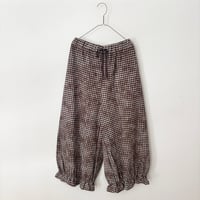 qiri  fog check gather pants