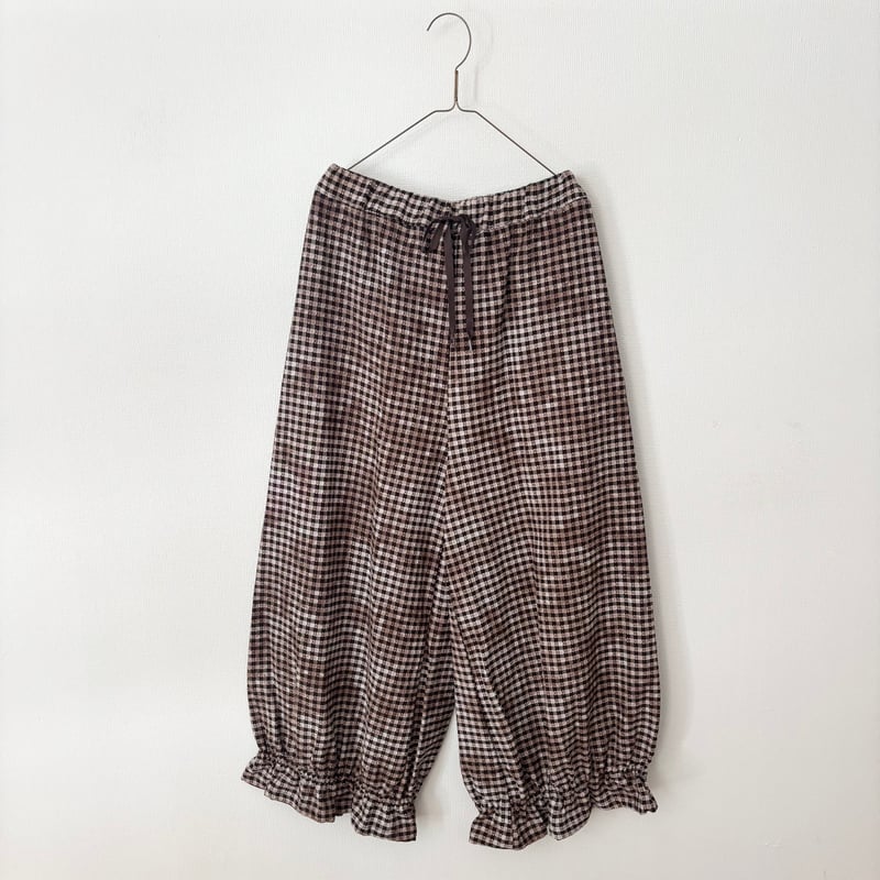 qiri fog check gather pants | itonowa Life ONL