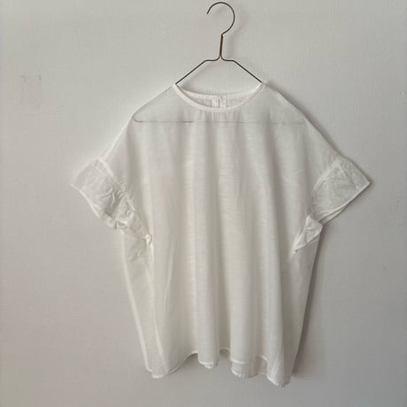 Hands of creation キュプラリサイクルコットン広巾刺繍 Aラインフレンチスリーブ ブラウス