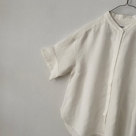 Hands of creation  Linen 桐七炊き 比翼仕立てスタンドカラーシャツ